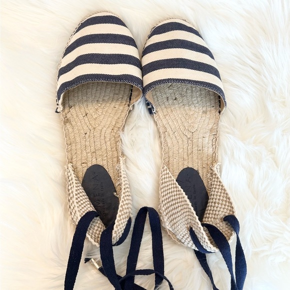 Navy Striped Espadrilles with Lace-Up Design - Picture 2 of 5